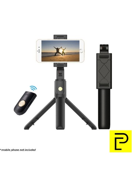 Siyah Aynalı 3'ü 1 Arada Kablosuz Bluetooth Selfie Çubuğu Katlanabilir Deklanşörlü El Tipi Selfie Çubuğu Tripod Canlı Tiktok Yayını (Yurt Dışından) fiyatları