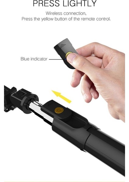 Siyah Aynalı 3'ü 1 Arada Kablosuz Bluetooth Selfie Çubuğu Katlanabilir Deklanşörlü El Tipi Selfie Çubuğu Tripod Canlı Tiktok Yayını (Yurt Dışından) fırsatları