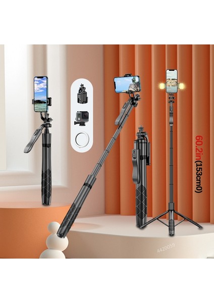 Seçenek 4 Roreta 2023 Yeni Katlanabilir Kablosuz Bluetooth Selfie Sopa Monopod Bluetooth Deklanşör Dolgu Işığı Alüminyum Alaşımlı Tripod (Yurt Dışından) indirimleri