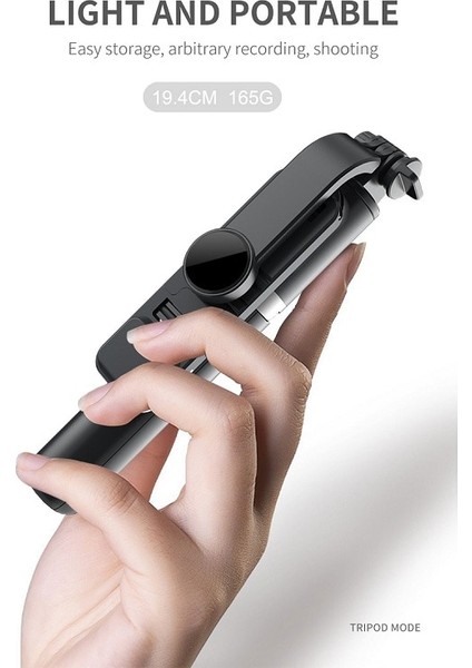 Siyah Serın Dıer Yeni Kablosuz Bluetooth Selfie Çubuğu Katlanabilir Genişletilebilir Tripod Monopod iPhone Android Telefon Için LED Dolgu Işığı ile (Yurt Dışından) modelleri