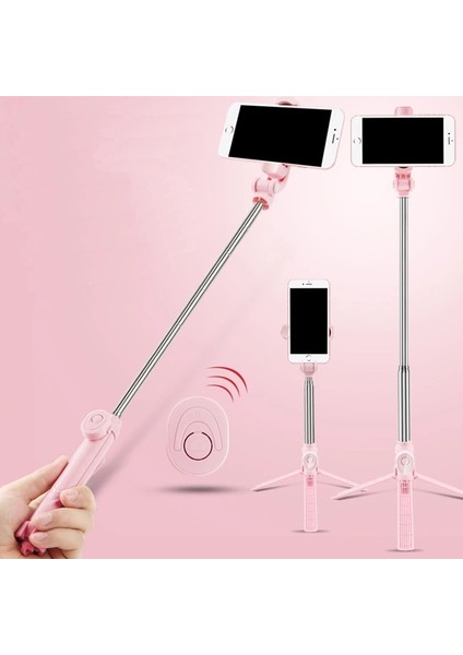 Siyah Kablosuz Bluetooth Selfie Çubuk Tripod iPhone Huawei Samsung Android Mobil Monopod Selfie Çubuk Deklanşör Için Uzaktan Kumanda ile (Yurt Dışından)