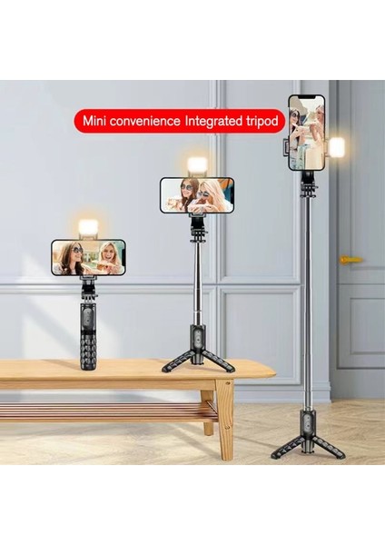 Beyaz Dolgu Işığı Q10 Cep Selfie Çubuğu Evrensel Bluetooth Uzaktan Kumanda Mini Taşınabilir Masaüstü Cep Telefonu Braketi Alüminyum Alaşımlı Direk (Yurt Dışından)