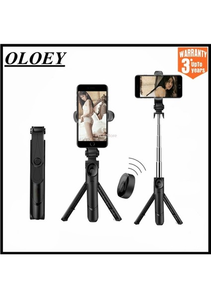 Siyah Beyaz 3 In 1 Selfie Sopa Telefon Tripod Uzatılabilir Monopod Telefon Tutucu Akıllı Telefon Selfie Sopa Için Bluetooth Uyumlu Uzaktan Kumanda (Yurt Dışından)