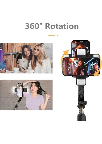 Stil D No LED Selfie Çubuğu Gimbal Sabitleyici Tripod Telefon Için LED Işık Lambası Mobil Tutucu Standı Eylem Kamera Cep Akıllı Telefon Monopod (Yurt Dışından)