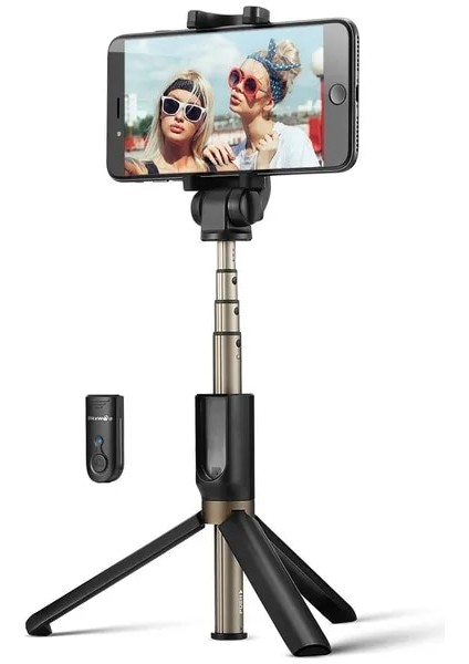 Siyah Blitzwolf Bs3 Bluetooth Uyumlu Özçekim Çubuğu Tripod Uzatılabilir Katlanabilir Monopod Kablosuz Özçekim Çubuğu iPhone Için Xiaomi (Yurt Dışından)