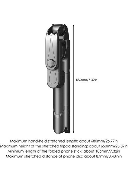 Siyah Selfie Çubuğu Tripod Derece Fotoğraf Tutucu Uzatılmış Tripod Canlı Yayın Desteği Android Akıllı Telefonlar Için Telefon Tripod Standı (Yurt Dışından)