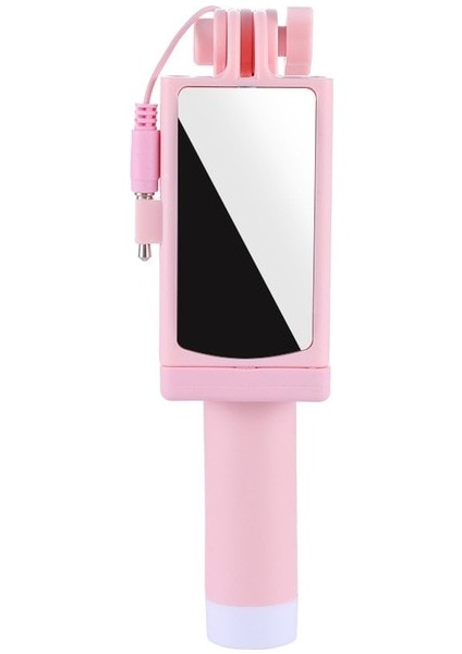 Pembe Taşınabilir Mini Selfie Sopa Dikiz Aynası Fotoğraf Çantası Dönebilen El Cep Telefonu Evrensel Katlanabilir Çubuklar (Yurt Dışından)