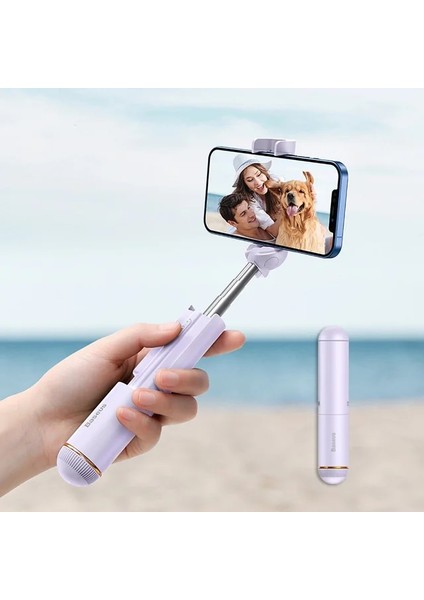 Mor Mini Selfie Çubuğu Palo Genişletilebilir Selfiegram Ultra Kablosuz Bluetooth Akıllı Telefon Selfie Çubuğu Esnek Trepier Selphie (Yurt Dışından)