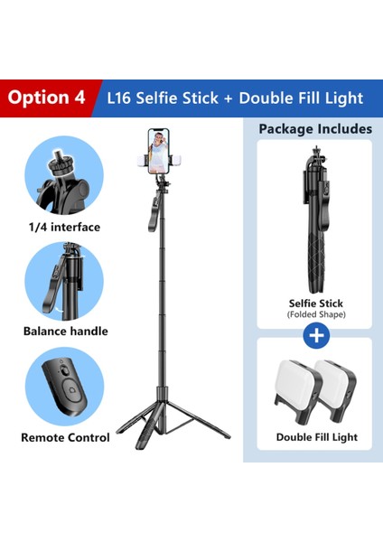 Tek Işık L16 1.53 M Kablosuz Selfie Çubuğu Tripod Gopro Eylem Kamera Akıllı Telefonlar Için Katlanabilir Standı Denge Sabit Çekim Canlı Yayın (Yurt Dışından)