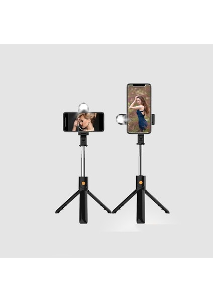 Siyah Yenı Selfie Sopa Bluetooth Uyumlu Dolgu Işık Halkası Tripod Katlanabilir Monopodlar Evrensel Cep Telefonu Braketi El Gimbal (Yurt Dışından) modelleri