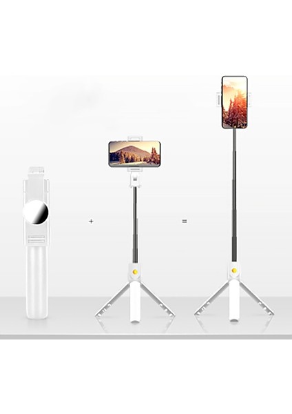 Siyah Yenı Selfie Sopa Bluetooth Uyumlu Dolgu Işık Halkası Tripod Katlanabilir Monopodlar Evrensel Cep Telefonu Braketi El Gimbal (Yurt Dışından) fırsatları