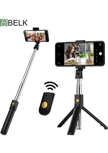 Siyah Belk 3 In 1 Kablosuz Bluetooth Selfie Sopa Deklanşör ile Uzaktan Tripod Telefon Monopod iPhone Huawei Samsung Xiaomi (Yurt Dışından)