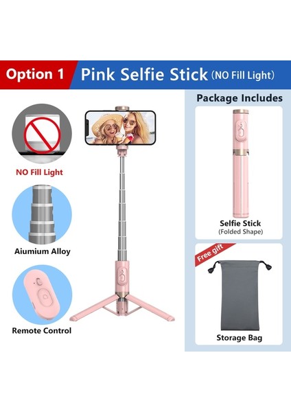 Seçenek 1 Taşınabilir Selfie Çubuğu Teleskopik Alüminyum Alaşım Tripod Samsung iPhone Pro Max Xiaomi 12 S Ultra Telefon Için Bluetooth Uzaktan Kumandalı (Yurt Dışından)