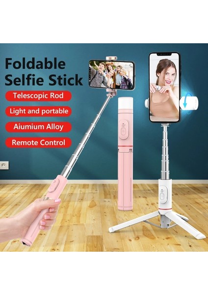 Seçenek 1 Taşınabilir Selfie Çubuğu Teleskopik Alüminyum Alaşım Tripod Samsung iPhone Pro Max Xiaomi 12 S Ultra Telefon Için Bluetooth Uzaktan Kumandalı (Yurt Dışından)
