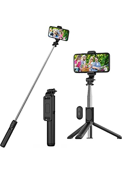 Siyah Selfie Çubuğu Tripod Telefon Kablosuz Bluetooth Cep Telefonu Gimbal iPhone Xiaomi Samsung Için Uzatılabilir Canlı Akış Için (Yurt Dışından) modelleri
