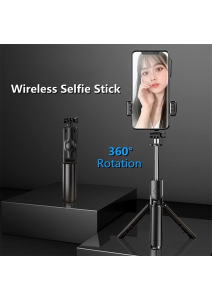 Siyah Selfie Çubuğu Tripod Telefon Kablosuz Bluetooth Cep Telefonu Gimbal iPhone Xiaomi Samsung Için Uzatılabilir Canlı Akış Için (Yurt Dışından) indirimleri
