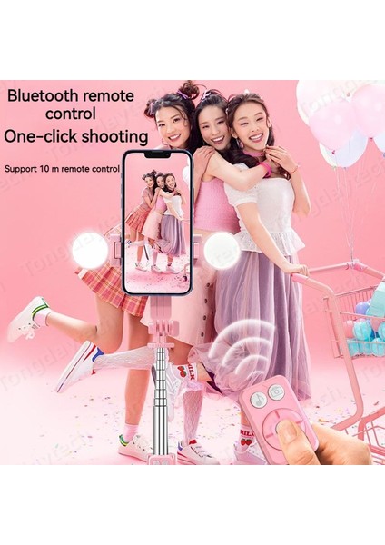 Iki Dolgu Işığı ile Bluetooth Kablosuz Selfie Çubuğu Taşınabilir Halka Doldurma Işığı Katlanır Telefon Standı Iphone Xiaomi Makyaj Video Canlı Işkembe Selfie (Yurt Dışından) modelleri
