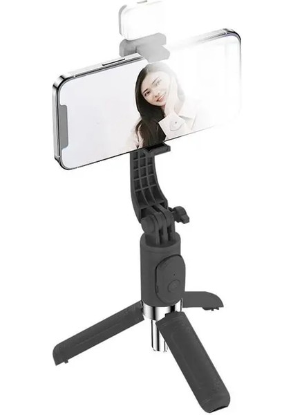Tripod Selfie Çubuğu Ayarlanabilir Canlı Yayın Tripod Taşınabilir Cep Telefonu Standı Yatay ve Dikey Arasında Dolgu Işığı Anahtarı (Yurt Dışından)