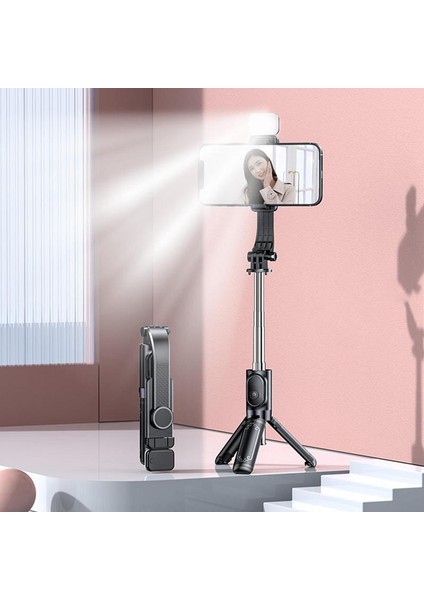 Tripod Selfie Çubuğu Ayarlanabilir Canlı Yayın Tripod Taşınabilir Cep Telefonu Standı Yatay ve Dikey Arasında Dolgu Işığı Anahtarı (Yurt Dışından) fırsatları