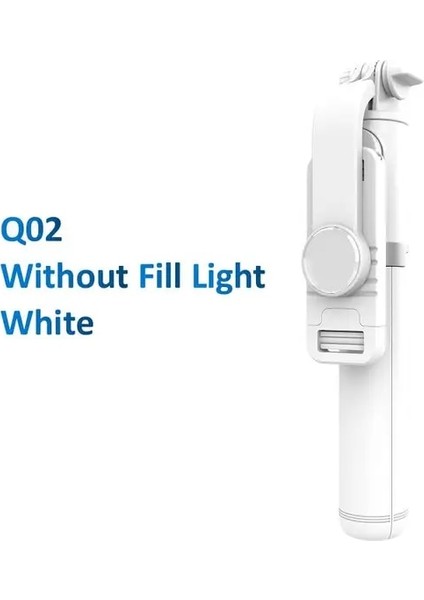 Q02 Beyaz Taşınabilir Kablosuz Bluetooth Selfie Çubuğu Katlanabilir Mini Tripod Dolgu Işığı Deklanşör Uzaktan Kumanda ile iPhone Samsung Huawei Için (Yurt Dışından)
