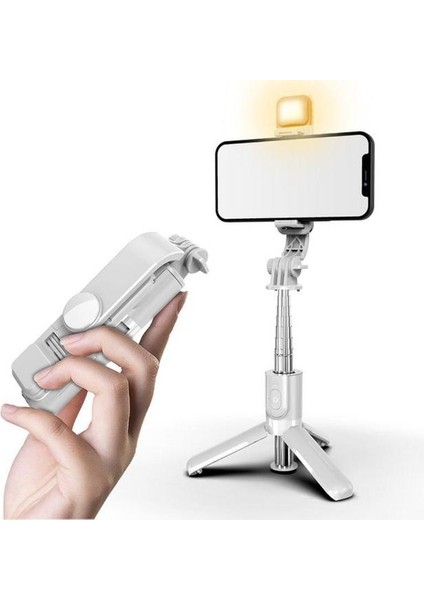 Beyaz Işıklı Katlanabilir Mini Tripod Alüminyum Alaşımlı Mini Selfie Çubuğu Mini Esnek Tripod Dolgu Işığı Deklanşörlü Uzaktan Kumanda Ios Android Için (Yurt Dışından)