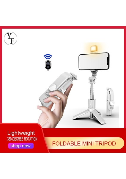 Beyaz Işıklı Katlanabilir Mini Tripod Alüminyum Alaşımlı Mini Selfie Çubuğu Mini Esnek Tripod Dolgu Işığı Deklanşörlü Uzaktan Kumanda Ios Android Için (Yurt Dışından) modelleri
