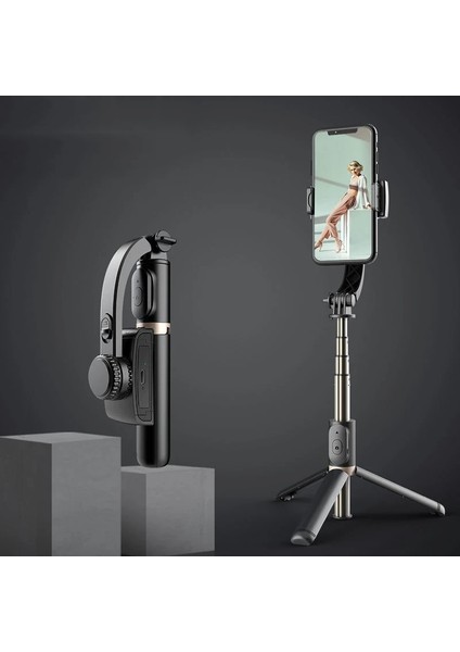 Beyaz El Gimbal Sabitleyici 1 Eksenli Bluetooth Deklanşör Selfie Sopa Tripod Akıllı Telefon Eylem Kamera Video Kayıt Vlog Canlı (Yurt Dışından)