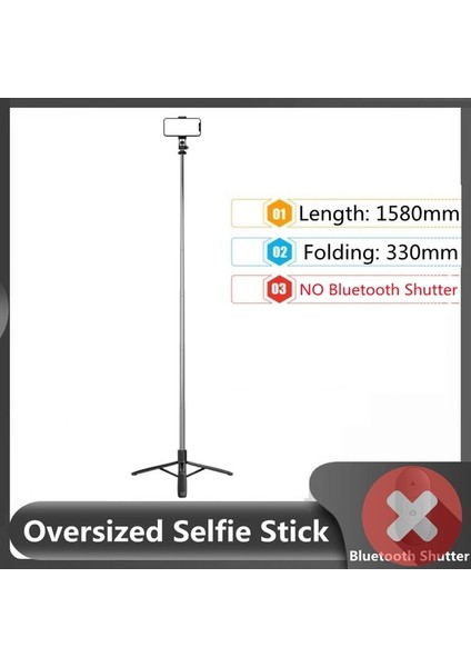 Uzaktan Deklanşör Yok Fangtuosı 158CM Büyük Bluetooth Selfie Çubuğu Tripod Gopro Aksiyon Kameraları Akıllı Telefonlar Selfie Için Dolgu Işığı ile Katlanabilir Monopod (Yurt Dışından)