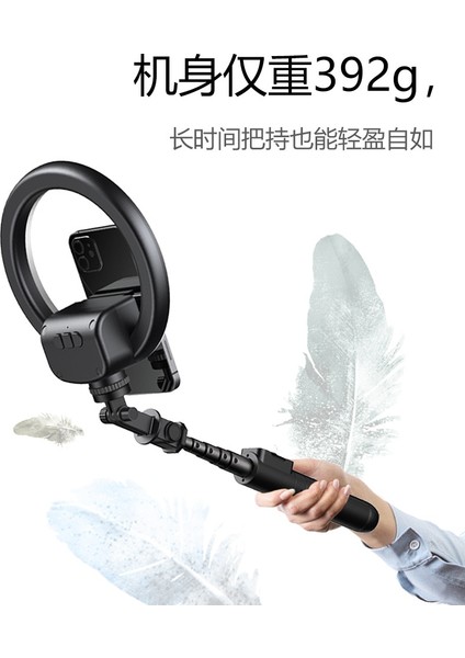 Siyah 360 Derece Kablosuz Bluetooth Uyumlu Selfie Çubuğu Katlanabilir El Uzaktan Deklanşör Tripod LED Halkalı Fotoğraf Işığı (Yurt Dışından)