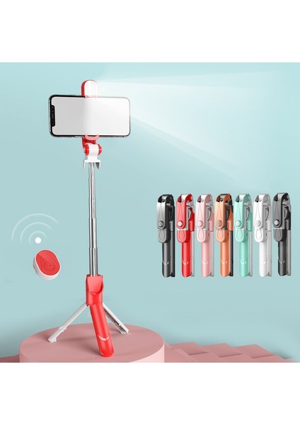 Siyah Selfie Çubuğu Dolgu Işığı ile Taşınabilir Uzatılabilir Selfie Çubuğu Tripod Uzaktan Kumandalı Standı iPhone Akıllı Telefonlar Için Açık Hava Canlı (Yurt Dışından) modelleri
