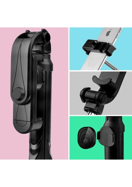 Pembe Selfie Sopa Tripod Bluetooth Uzatılabilir El Sopa Telefon Tutucu Standları Uzaktan Kumanda ile Cep Telefonu Aksesuarı (Yurt Dışından) indirimleri