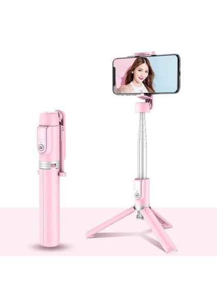Pembe Çok Fonksiyonlu Kablosuz Bluetooth Selfie Sopa Tripod Uzaktan Selfie Uzatılabilir Katlanabilir Monopod Iphone Eylem Kamera Için (Yurt Dışından)