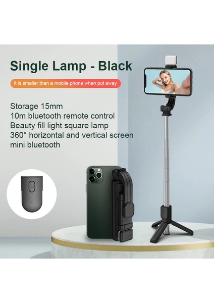 Düzenli A Verison El Katlanabilir Bluetooth Selfie Çubuğu Taşınabilir Çok Fonksiyonlu Tripod Cep Telefonu Selfie Çubuğu Kablosuz Uzaktan Deklanşör (Yurt Dışından)