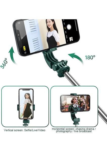 Düzenli A Verison El Katlanabilir Bluetooth Selfie Çubuğu Taşınabilir Çok Fonksiyonlu Tripod Cep Telefonu Selfie Çubuğu Kablosuz Uzaktan Deklanşör (Yurt Dışından)