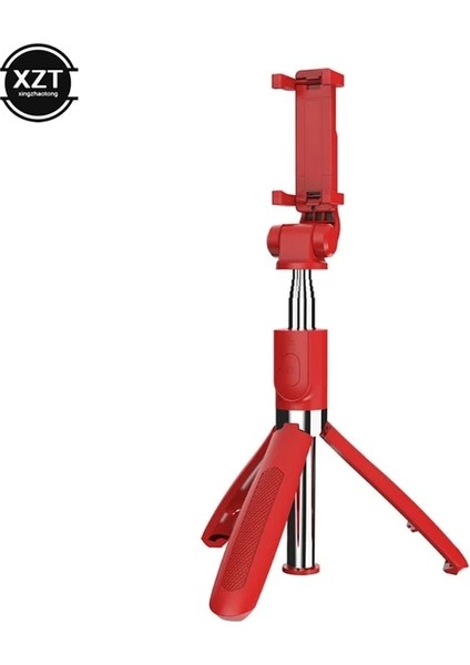 Kırmızı Evrensel Telefonlar Kablosuz Bluetooth ile Uyumlu Selfie Çubuğu Tripod Uzaktan Deklanşörlü Katlanabilir Tripodlar Monopodlar (Yurt Dışından)