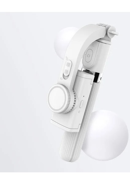 Beyaz Gimbal Sabitleyici, Bluetooth Uyumlu Kablosuz Uzaktan Taşınabilir Telefon Tutucu Otomatik Denge ile 360° Dönebilen Selfie Çubuğu Tripod (Yurt Dışından)