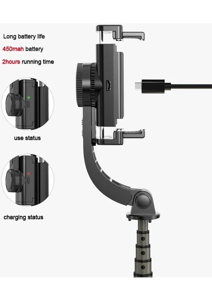 Beyaz Gimbal Sabitleyici, Bluetooth Uyumlu Kablosuz Uzaktan Taşınabilir Telefon Tutucu Otomatik Denge ile 360° Dönebilen Selfie Çubuğu Tripod (Yurt Dışından) modelleri