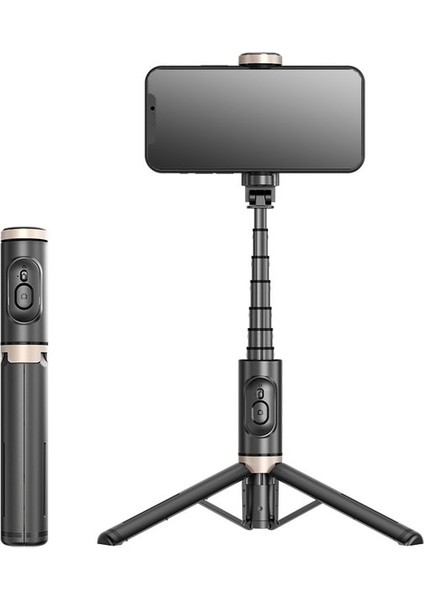 Q12 Siyah Sarsıntı Önleyici Gimbal Selfie Çubuğu Katlanır Tutucu Tripod El Sabitleyici Bluetooth Uzaktan Kumanda Akıllı Telefon Gimbal iPhone Için (Yurt Dışından)