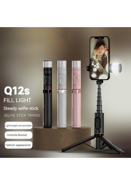 Q12 Siyah Sarsıntı Önleyici Gimbal Selfie Çubuğu Katlanır Tutucu Tripod El Sabitleyici Bluetooth Uzaktan Kumanda Akıllı Telefon Gimbal iPhone Için (Yurt Dışından)