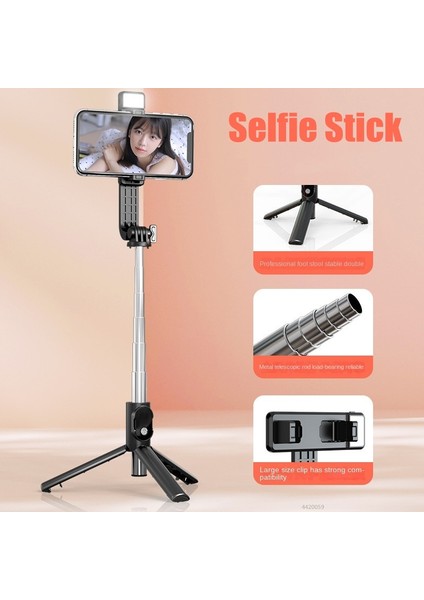 Siyah Roreta 1020MM Taşınabilir Kablosuz Bluetooth Telefon Selfie Sopa Tripod Dolgu Işığı ile Bluetooth Deklanşör iphone Huawei Için (Yurt Dışından)