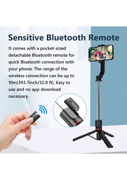 L13 Siyah L13 1130MM Genişletilmiş Sürüm Kablosuz Bluetooth Selfie Sopa Katlanabilir Tripod Uzaktan Deklanşör ile Android Ios 2022 Için Son Sıcak (Yurt Dışından) indirimleri