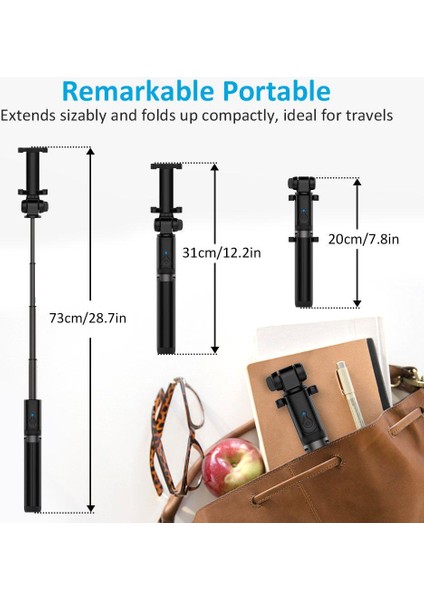 Kırmızı 3 In 1 Bluetooth Selfie Çubuğu Tripod Monopod Xiaomi Redmi Için Huawei iPhone 11 Samsung Akıllı Telefon Telefon Selfiestick Standı Tutucu (Yurt Dışından)