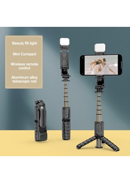 Q10S 70 cm Siyah 2022 Bluetooth Sopa Taşınabilir Zoom Tripod Cep Telefonu Için Selfie Sopa LED Işık ile Huawei Onur iPhone Android Xiaomi (Yurt Dışından)