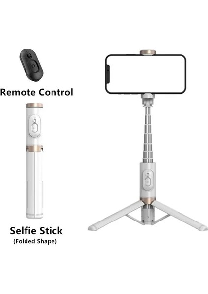 Beyaz Bluetooth Kablosuz El Selfie Sopa Tripod Uzatılabilir Monopod Uzaktan Kumanda ile Huawei iPhone 14 13 Pro Max Xiaomi Telefon Canlı (Yurt Dışından)