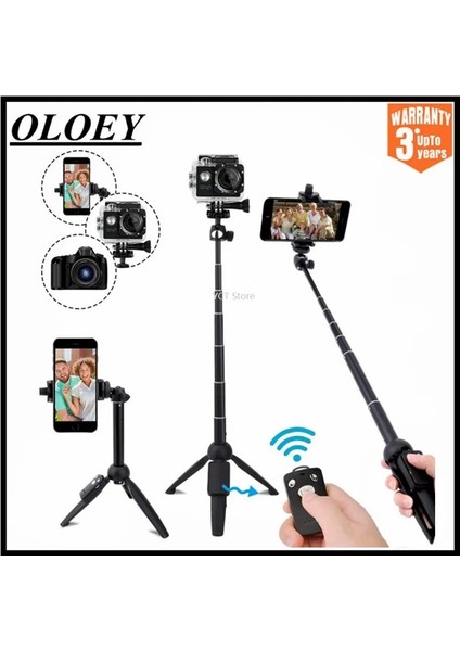 Siyah Uzatılabilir Bluetooth Uyumlu Selfie Çubuğu Uzaktan Telefon Dslr Tripod Monopod IPhone 11 Pro Max Akıllı Telefon Için Selfie Çubuğu (Yurt Dışından)