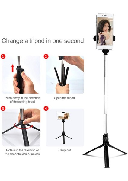 Beyaz Kablosuz Bluetooth Selfie Çubuk Tripod iPhone Huawei Samsung Android Mobil Monopod Selfie Çubuk Deklanşör Için Uzaktan Kumanda ile (Yurt Dışından)