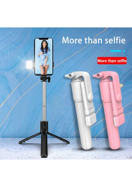 R1 Siyah Ryra Kablosuz Selfie Çubuğu Mini Tripod Ios Android Telefon Canlı Yayın Için Dolgu Işığı ile Uzatılabilir Uzaktan Deklanşör (Yurt Dışından)