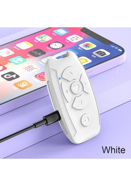 Beyaz Kablosuz Bluetooth Selfie Kamera Deklanşör Akıllı Telefonlar Için Uzaktan Kumanda Şarj Edilebilir Telefon Kamera Düğmesi Denetleyicisi iPhone Için (Yurt Dışından)