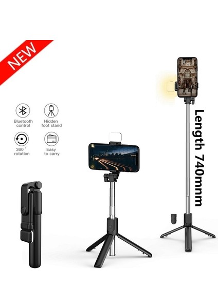 Hafif Katlanabilir Mini Selfie Çubuğu Tripodu ile Ios Android Için Dolgu Işığı ile Kablosuz Bluetooth Uzaktan Kumandalı Bluetooth Deklanşör (Yurt Dışından) fiyatları