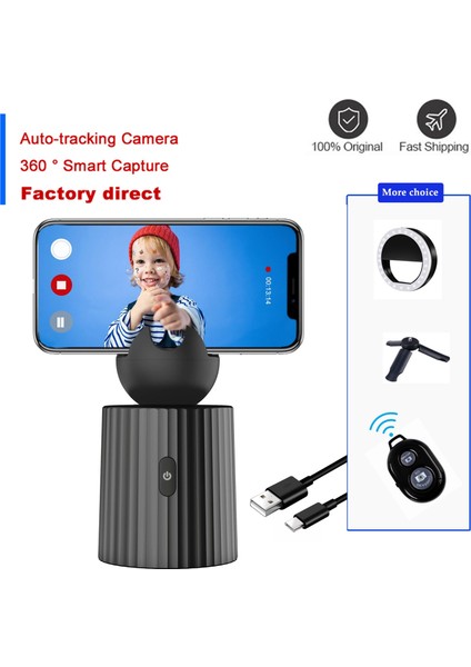 Siyah Halka Işık Şarj Edilebilir Akıllı Selfie Çubuğu Tripod, 360° Otomatik Yüz Takip Telefon Tutucu Kamera Tripod Tutucu Akıllı Çekim Telefon Bağlantısı (Yurt Dışından) fiyatları